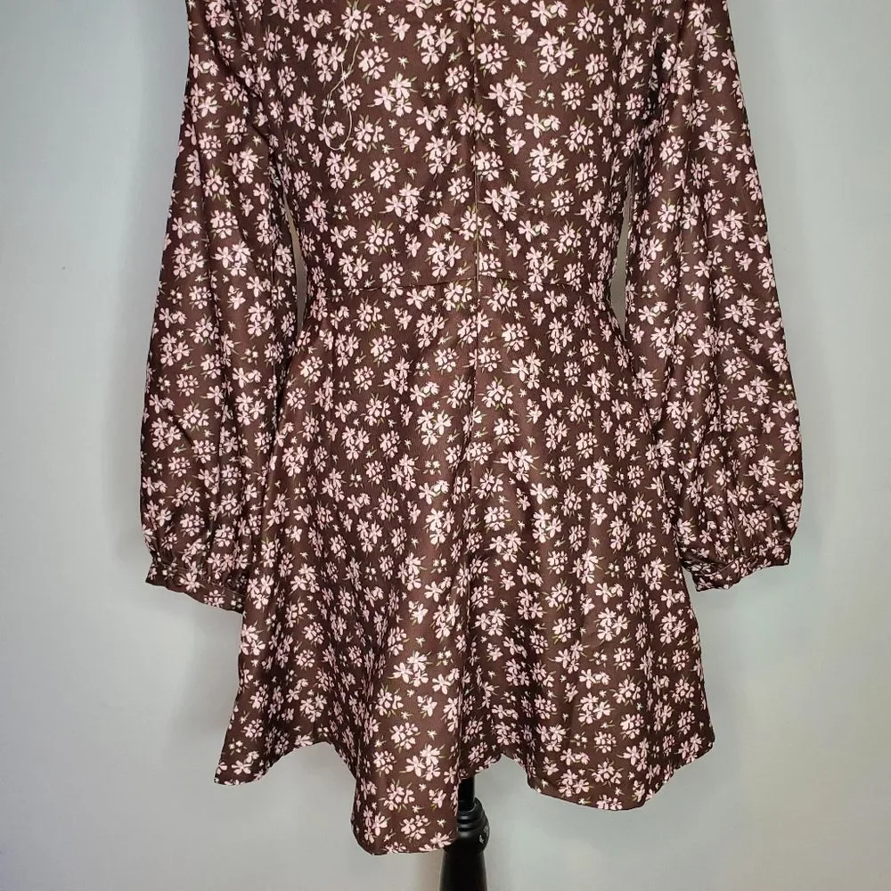NWT Lulu's Daily Affection Floral Corduroy Dress With Pockets Size L